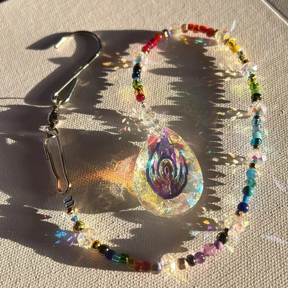 ✨ Handmade rainbow crystal suncatcher w crystal prism 🌈🌞 Window or Car decor - Picture 3 of 9